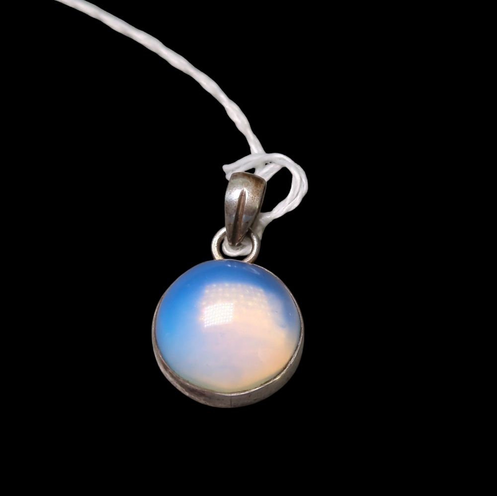 Dainty Round Moonstone Pendant – Silver Tone Bezel Setting, No Chain